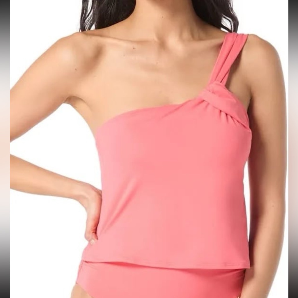 Vince Camuto Coral One-Shoulder Tankini Swim Top Size Small